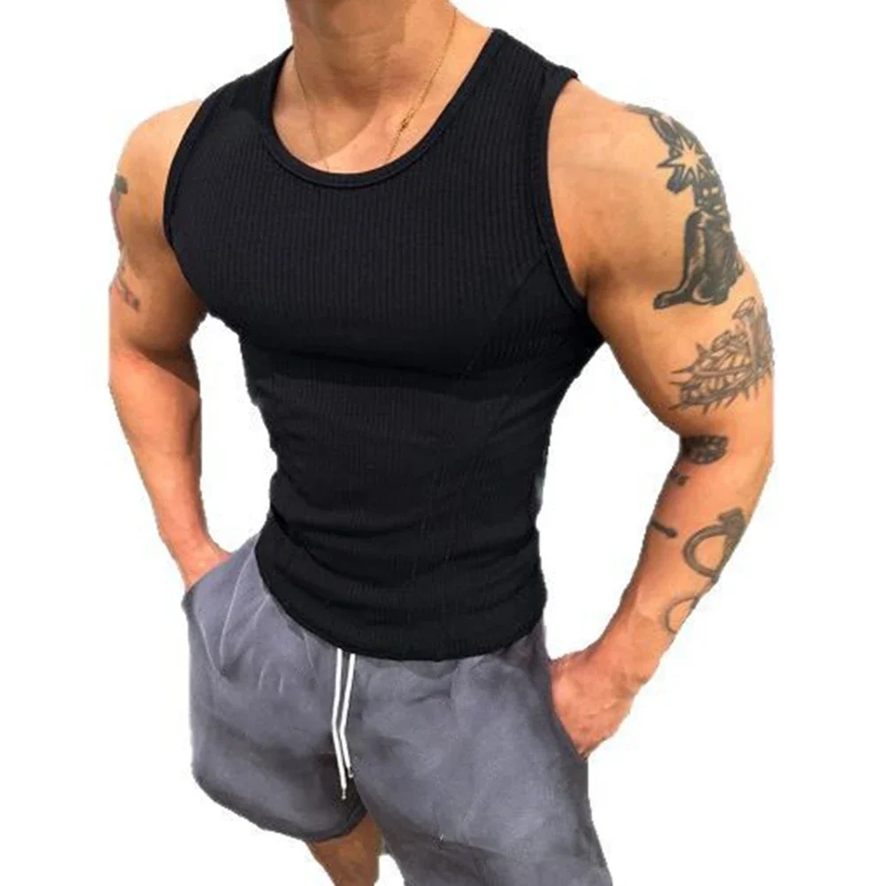 

Casual Muscle Top Fitness Activewear Bodybuilding Clothing Polyester Spandex Blend Mens Sleeveless Tank Top Activewear