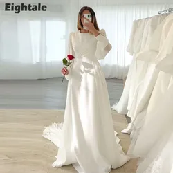 Suknie ślubne Eightale Boho dostosowane długie rękawy koronkowy gorset O-Neck aplikacje linia A szyfonowa suknia ślubna Vestidos De Novia