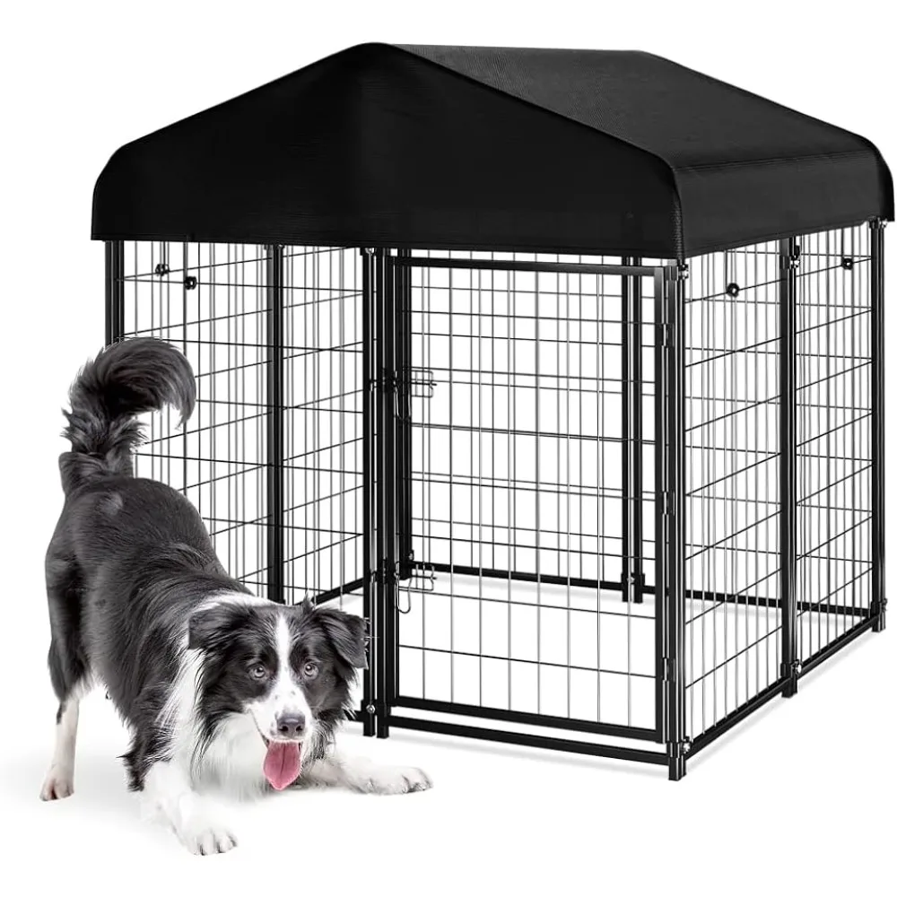 

Dog Kennel Outdoor Dog House With Roof Waterproof Cover for Medium to Small Dog Outside 4ft X 4ft X 4.5ft Dogs Puppy Big Crate