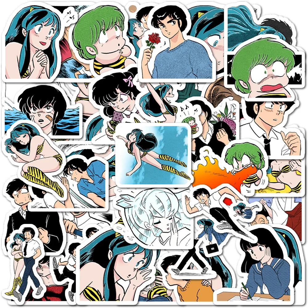 40 pegatinas de dibujos animados de Urusei Yatsura, calcomanías autoadhesivas para funda de teléfono y decoración de álbumes de recortes