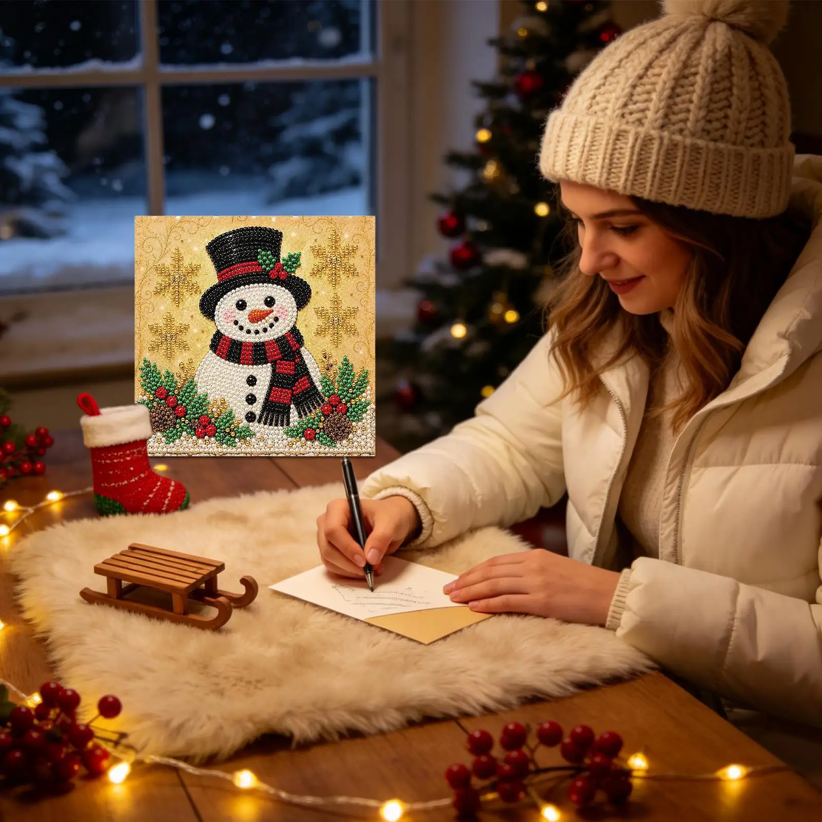 Pearl Art Kit Christmas Handmade Craft Seasonal Wall Paintings Pearl Rhinestone Painting Set For Professionals Women Men Adults