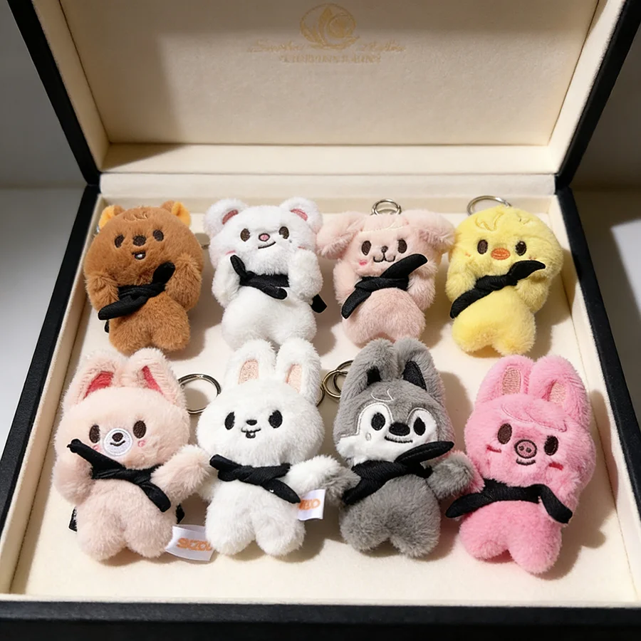 Stray Kids Plüsch-Schlüsselanhänger, magnetische Puppe, SKZ Bean Eye, Schlüssel mit Schal, Schal, Gesicht, hält Magnet, Puppe, SKZOO, Kinderspielzeug