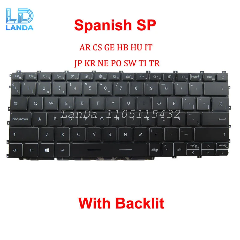 

Black Laptop Backlit Keyboard For MSI Summit E13 Flip Evo A11MT MS-13P2 MS-13P3 German GR Spanish SP Italy IT JP KR No Frame New