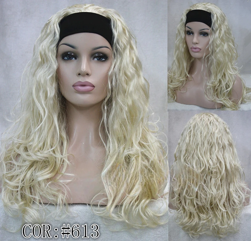 Perruque longue blonde moelleuse pour femme, perruques Hijab ondulées, demi-tête 3/4, style irlandais, spectacle sur scène