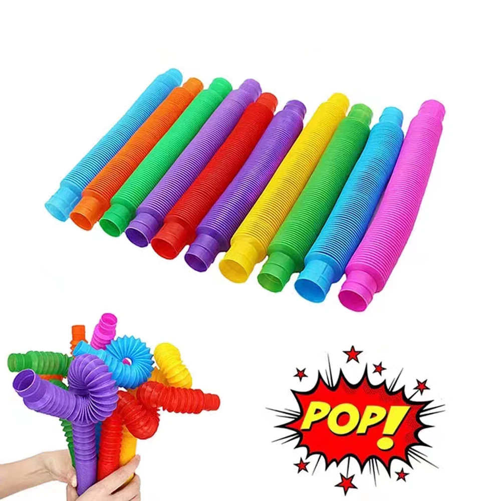 1/8 PCS Flexible Plastic Popular Color Creative Telescopic Pipe Corrugated Decompression Vent Children\'s Toy Birthday Party Gift