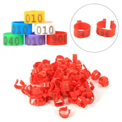 Bird Leg Rings Poultry Leg Bands 6Colors /Bag 16MM 001-100 Numbered Plastic Poultry Chickens Ducks Goose Leg Bands Rings