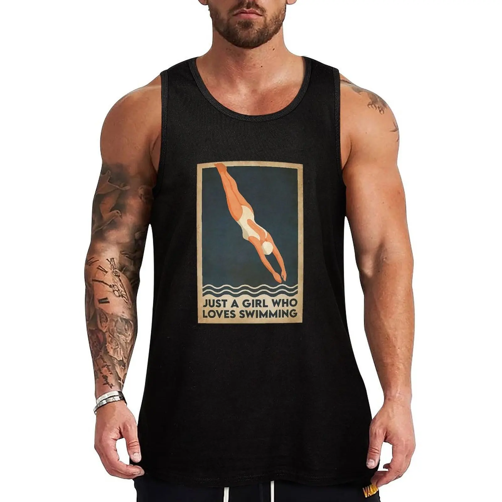 

Swimmer Just A Girl Who Loves Swimming Tank Top gym clothes man fitness sports suits bodybuilding men