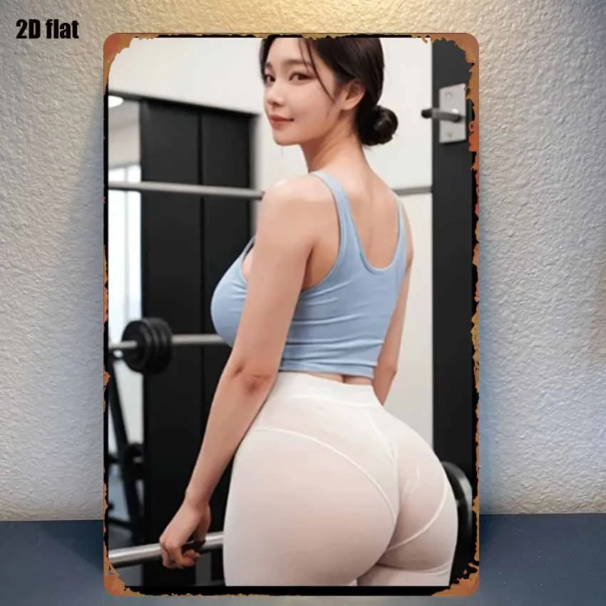 Fitness-Frauen-Metallblechschild – Vintage-Wanddekoration für Schlafzimmer, Bar, Garage, Garten, Outdoor, Heimdekoration