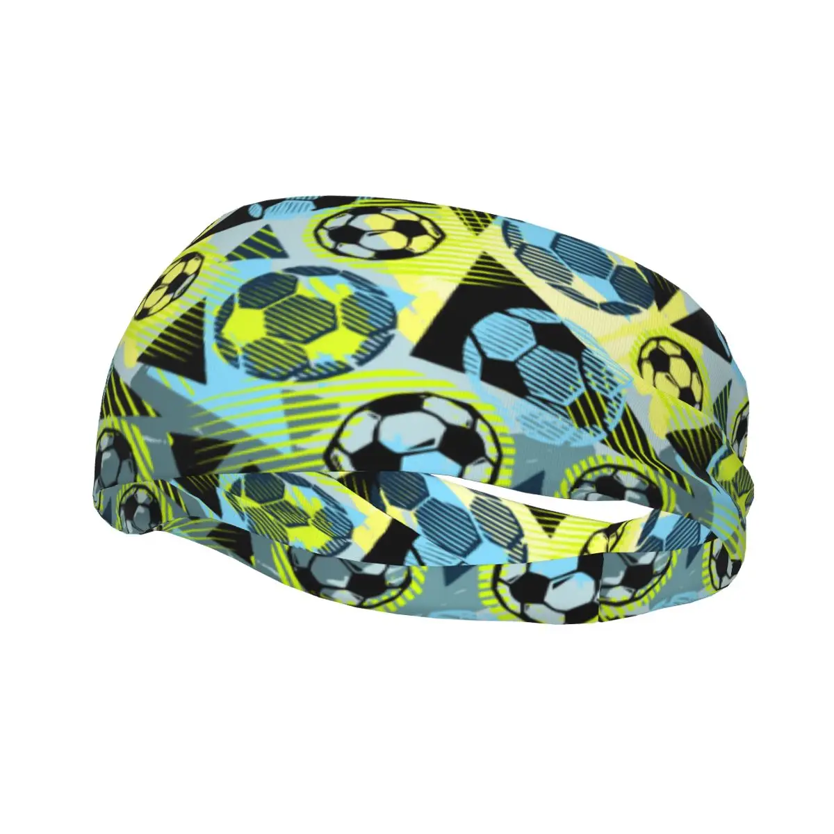 Sports Headband Elastic Sweatband Football Doodle Pattern Yoga Running Basketball Decor Hair Band