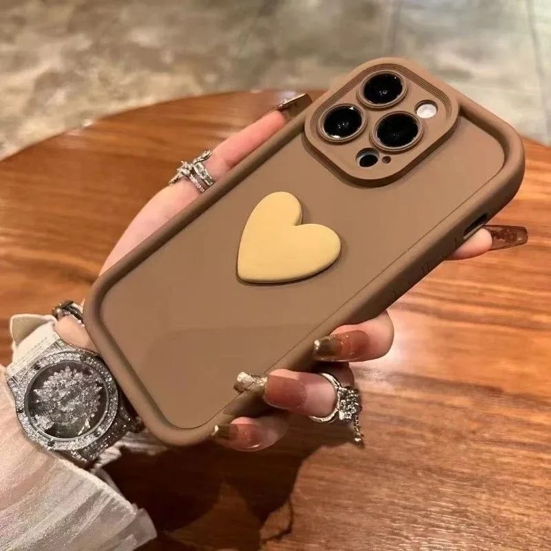 Niedliche 3D-Herz-Handyhülle für iPhone 13 14 15 16 17 Pro Max 14 13 12 11 Pro XS 7 8 Plus Stoßfeste Matte Silikon-Soft-Funda – Detail 8