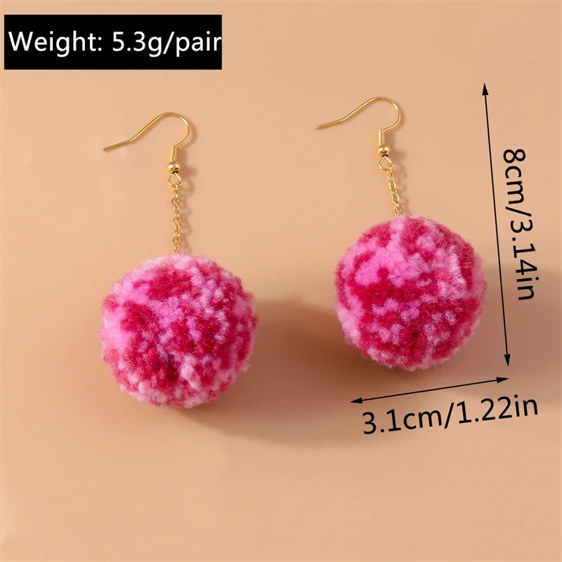 Aihua Bunte Flauschige Fell-Pompon-Ohrringe Weiche Kunstfell-Kaninchenball-Ohrringe für Frauen Kinder Schmuck Geschenke – Detail 16