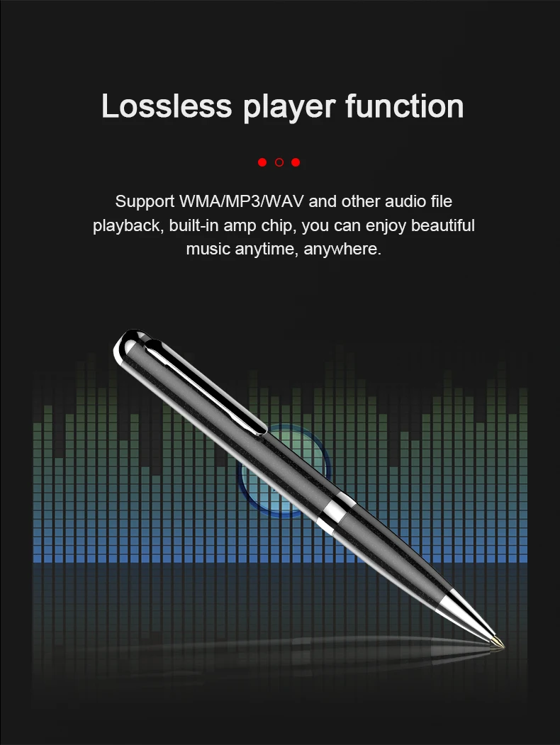 versteckt Spion Mini Voice Recorder Stift Digitale Aufnahme Hören Gerät Sound Professionelle Diktiergerät Audio Micro Kleine MP3 Player Silber – Detail 7