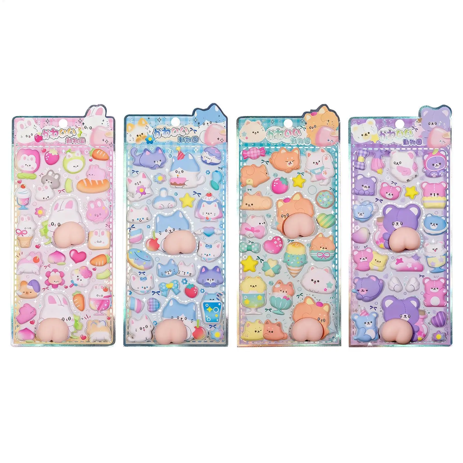 3D-Aufkleber, niedlicher Cartoon-Hase und Katzen-Hintern, dekorative Aufkleber, Laptops, Scrapbooking, Aufkleber, Dekoration, Weihnachtsgeschenk für Kinder