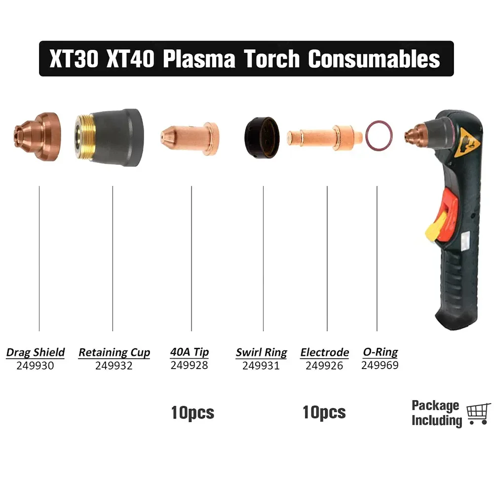 249926 Plasma Tip 40A Electrode 249928 Spectrum 625 X-TREME XT40 XT40M WS OEM Compatible Plasma Welding Equipment Tool