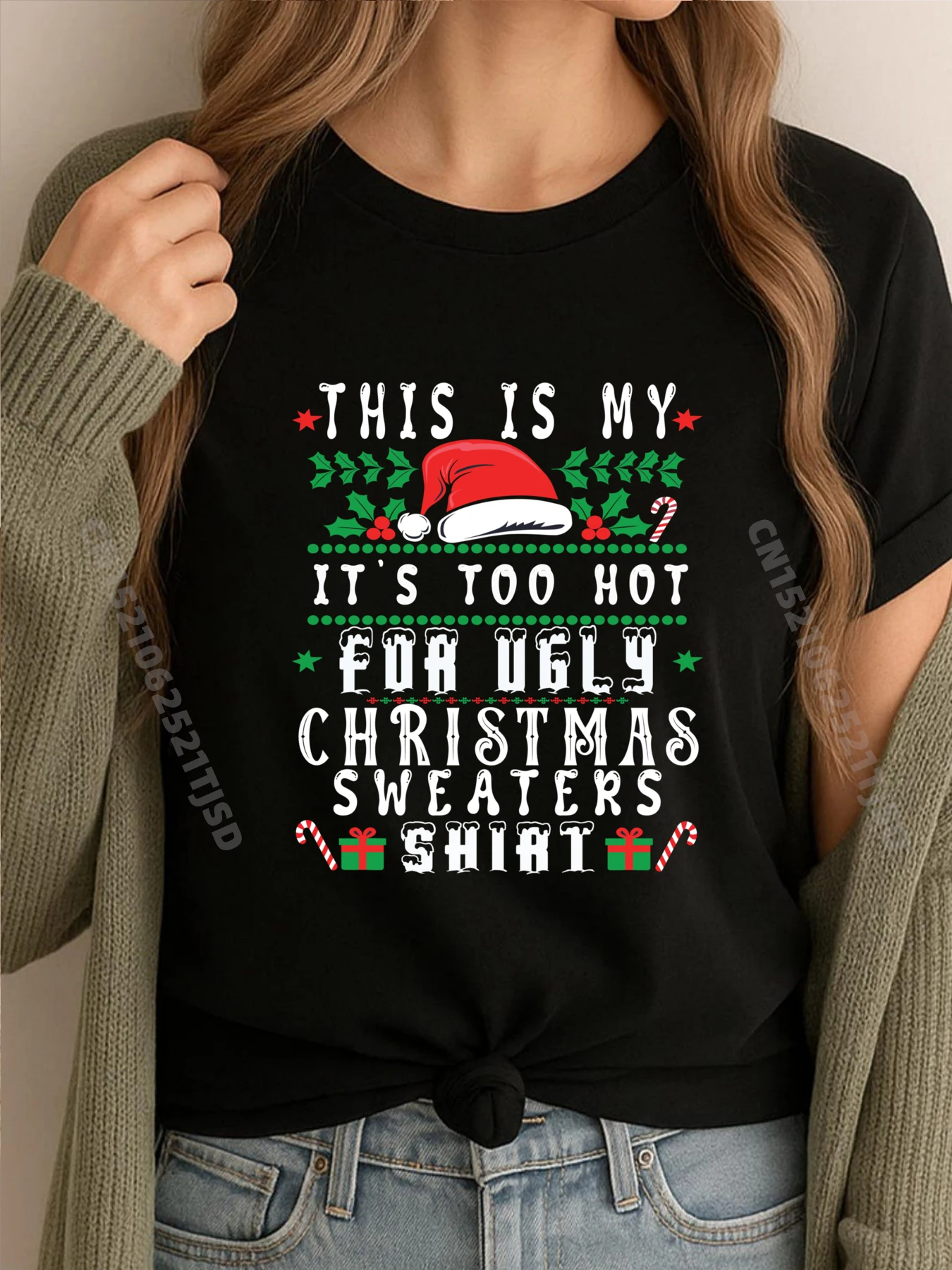 

Too Hot Ugly Christmas Sweaters Xmas Woman Family New T Shirt Luxury Clothes Woman Tshirts Washed