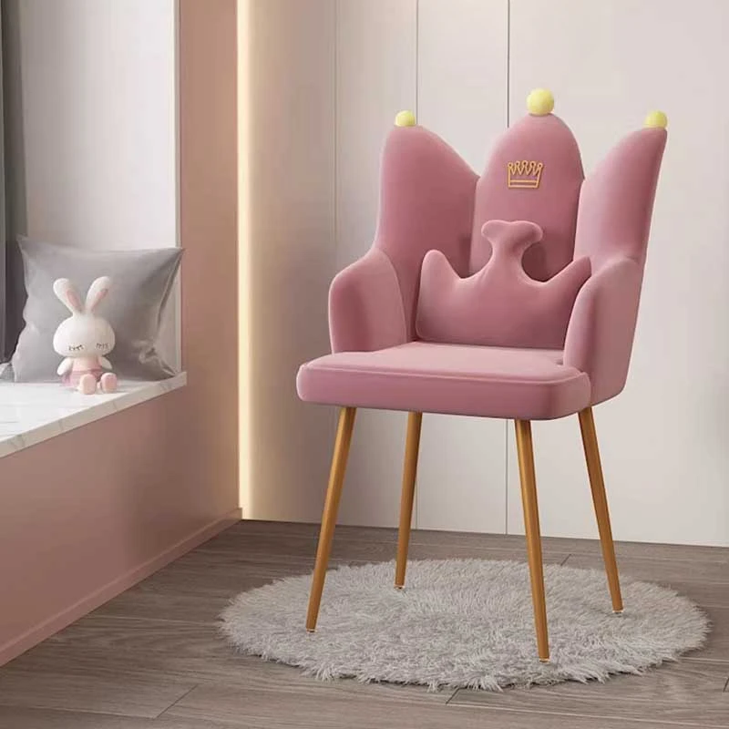 Women Girls Vanity Chair Simple Princess Kawaii Lazy Mobile Vanity Chair Modern Bedroom Tabouret Coiffeuse Furniture Living Room