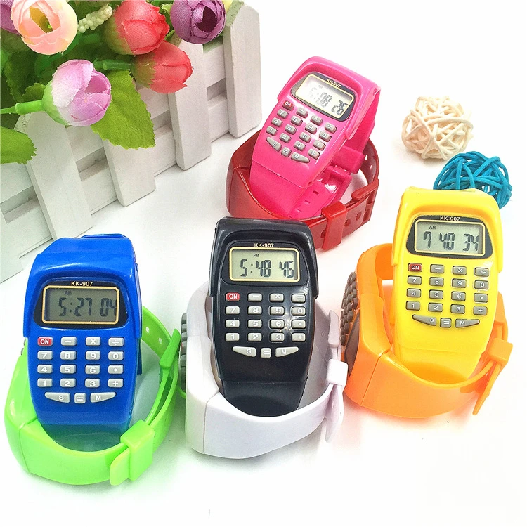 Children Electronic Calculator Silicone Date Multi-Purpose Keypad Wrist Watch Child 8-Digital Calculator for School Stationery