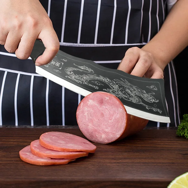 Stainless Steel 8 inch Butcher Knife Forged Kitchen Chopping Knife Handmade Meat Cleaver Chef Cutter for Household With Cover