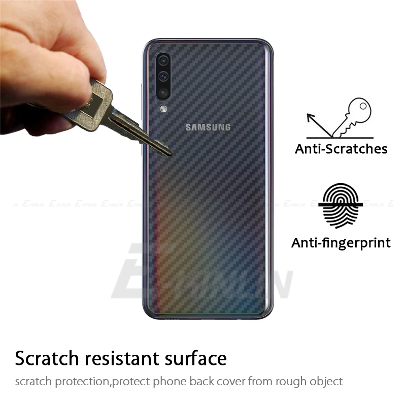 5pcs Carbon Fiber Back Cover Screen Protector For Samsung Galaxy A20 A30 A50 A60 A70 A80 A90 5G Sticker Film No Glass