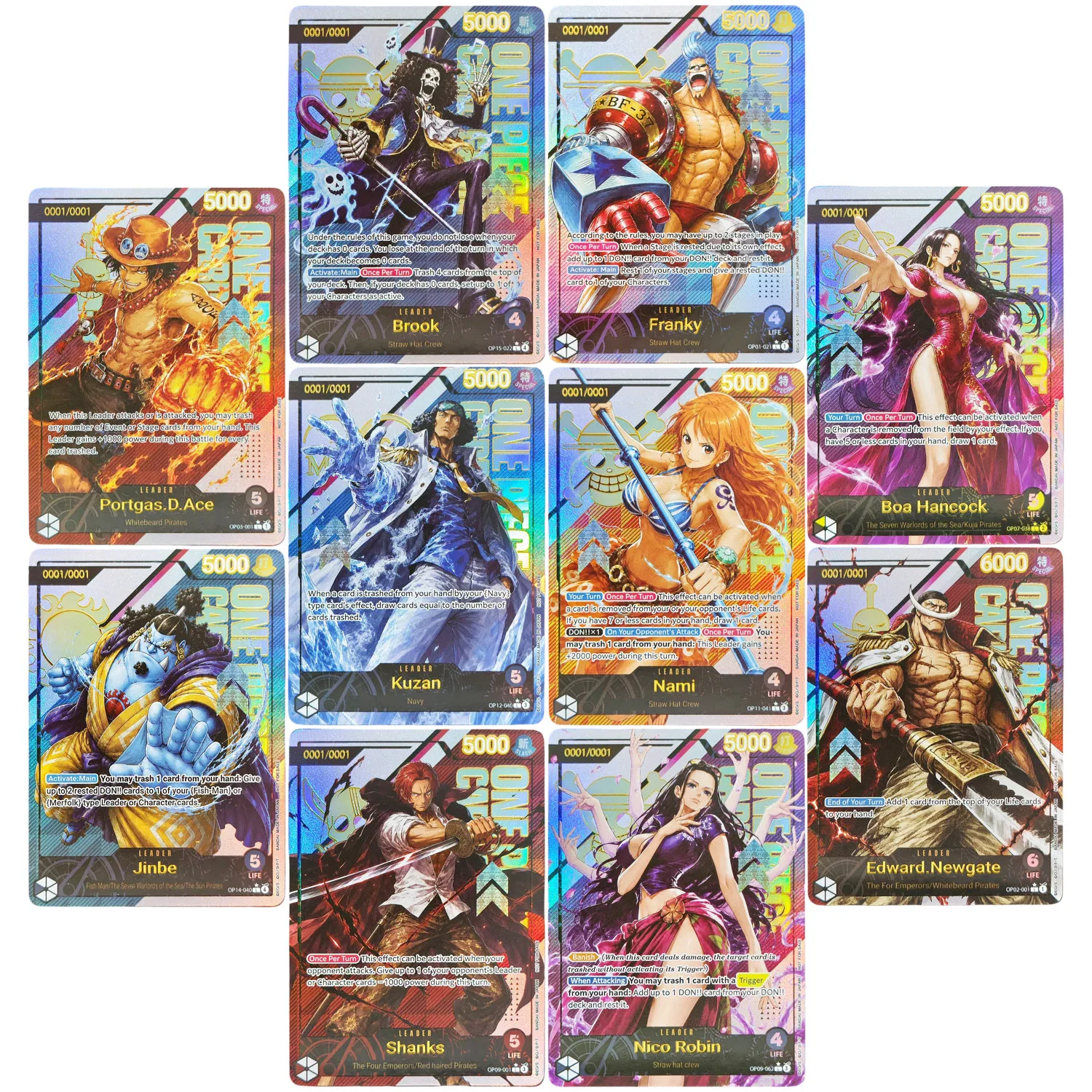 DIY Version English Nami Ace Brook Franky Kuzan Hancock Newgate Jinbe Robin Shanks Hot Stamping Fan Art Game Collection Card Toy