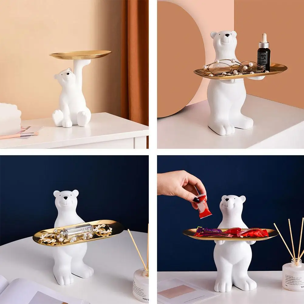 

Polar Bear Landing Storage Ornaments Living Room Porch Gift Cabinet Home Key TV Decorative Birthday Pallet Storage B9Y0