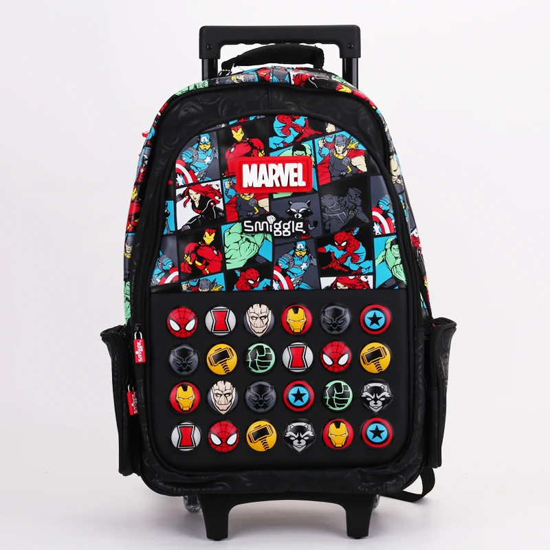 Smiggle Trolley Schoolbag For Primary And Secondary School Students Large Capacity Load Reducing Tugboat Bag Backpack Kid Gifts