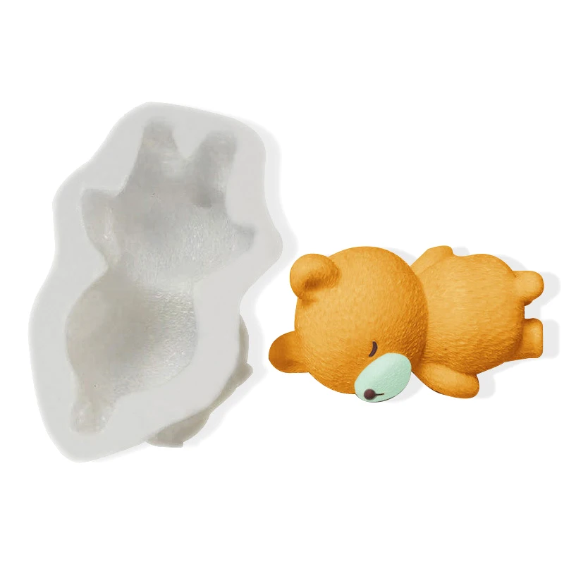 Cute 3D Sleeping Bear Mousse Cake Molds Ice Cream Silicone Mold Cupcake Topper Cake Decorate Moulds DIY Baking Accessories