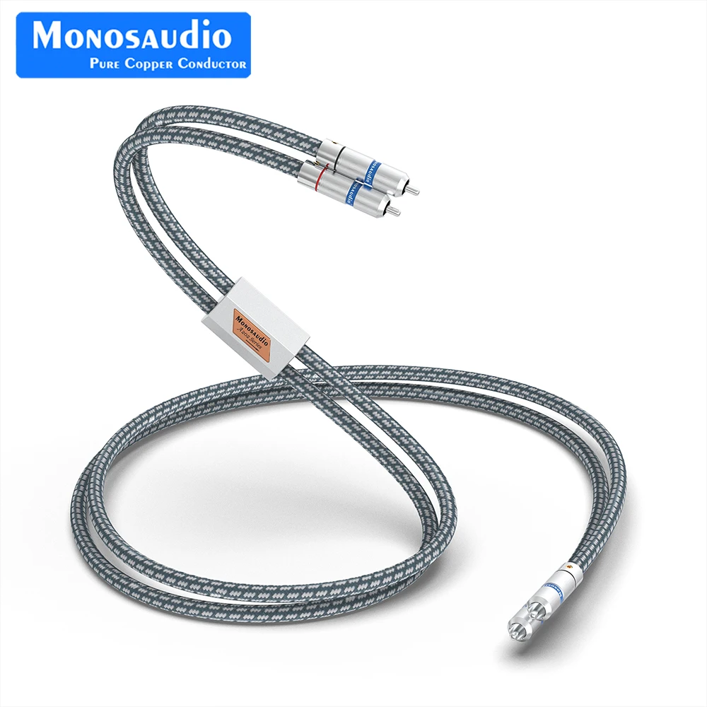 Monosaudio A202R6R Audio Signal Cable 4N OFC Copper Silver Plated 1.0Sq Audio Extension Signal Cable with RCA Connector Plugs