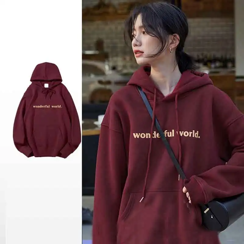 

Оверсайз худи в американском ретро-стиле для женщин, осенне-зимняя, шикарная, в гонконгском стиле, свободная, в стиле BF, модная куртка из полиэфирного волокна