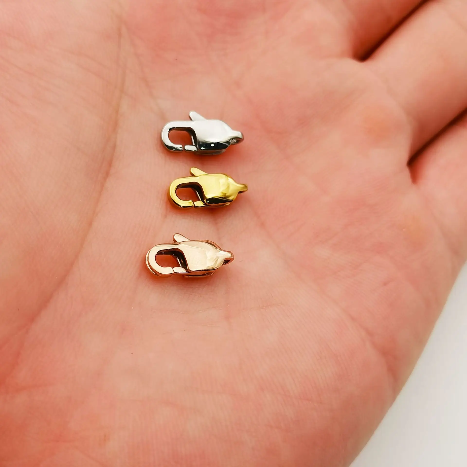 100 stücke pro Los Edelstahl Hummer Edelstahl Verschluss 10mm 11mm 12mm 13mm 15mm 19mm Schmuck herstellung Zubehör – Detail 2