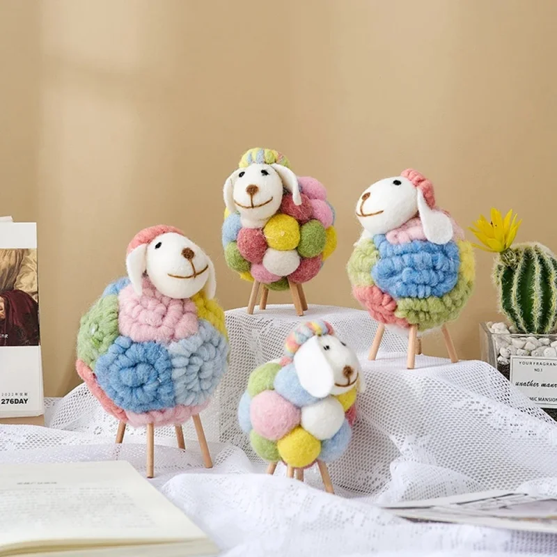 Mini Table Ornament Lovely Felt Sheep Ornament Kawaii Modern Home Decor Indoor Figurines Children's Gifts Room Accessories Props