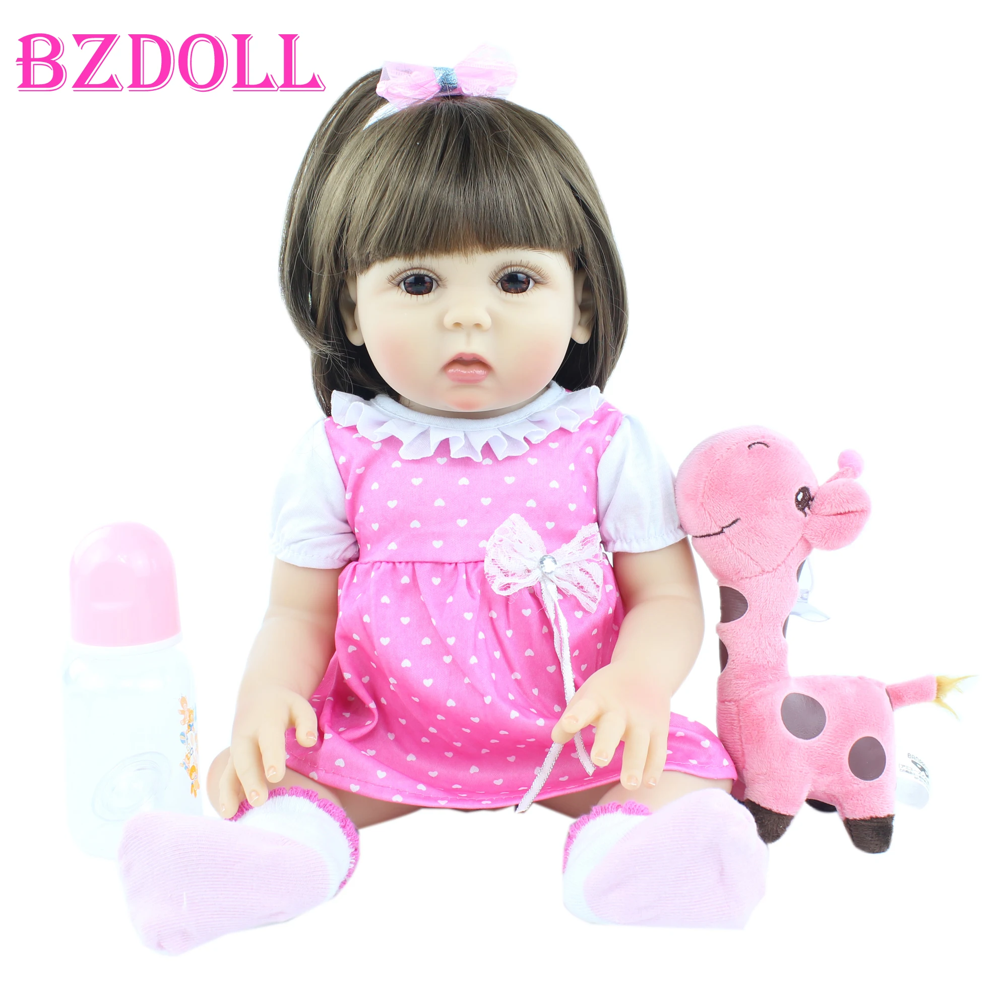 

48 CM Soft Full Body Silicone Reborn Girl Doll Toys 19 inch Vinyl Princess Babies Bonecas Birthday Gift Bathe Toy