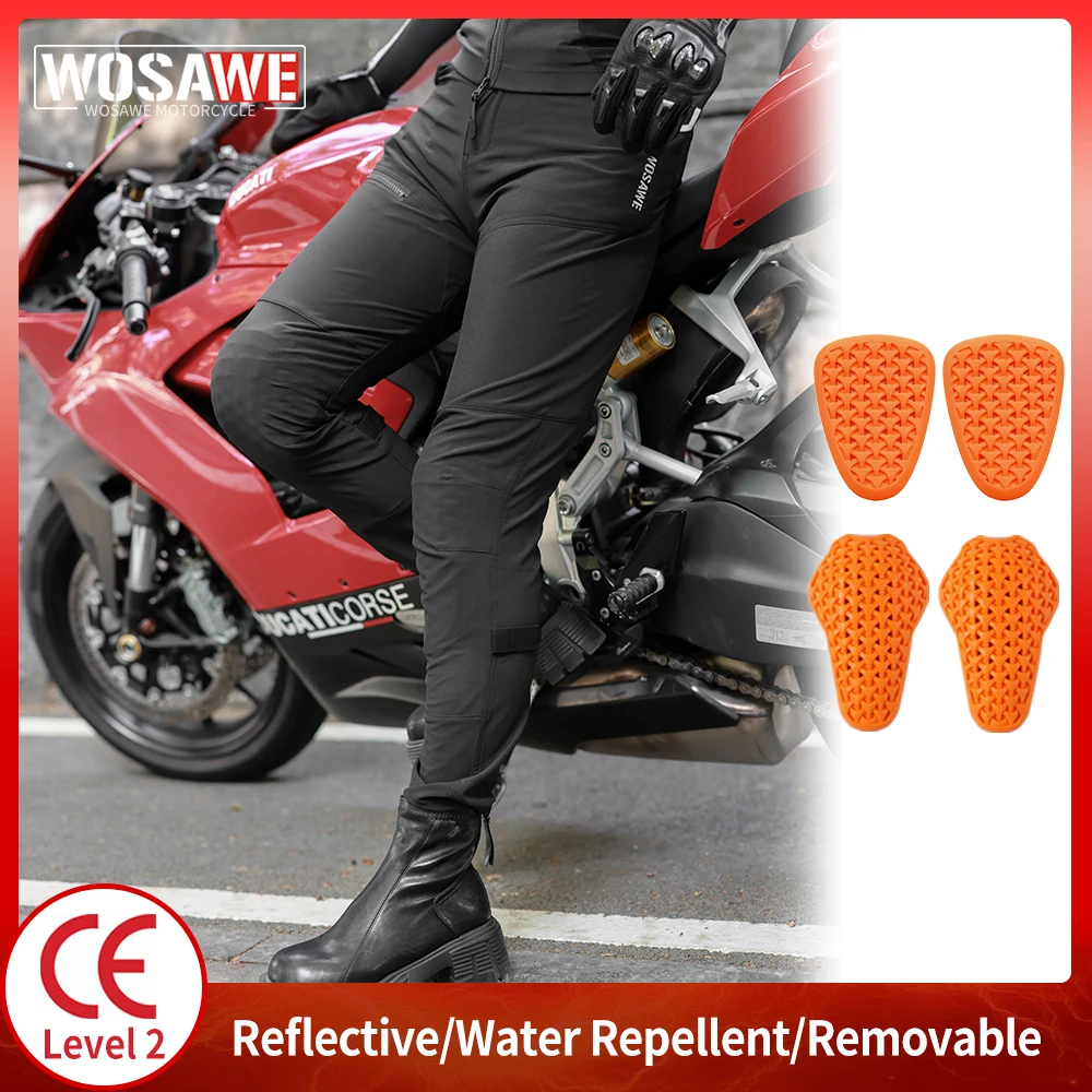 

WOSAWE мотоциклетные брюки для мужчин и женщин, брызгозащищенные брюки с защитой от падения, эндуро-снаряд, брюки для мотокросса, гоночные брюки CE уровня 2, защитные накладки