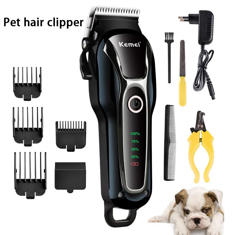 Imagem -03 - Cão Clipper Cão Clippers Cabelo Grooming Animal de Estimação Gato Cão Coelho Aparador de Corte de Cabelo Barbeador Conjunto Animais de Estimação sem Fio Recarregável Profissional