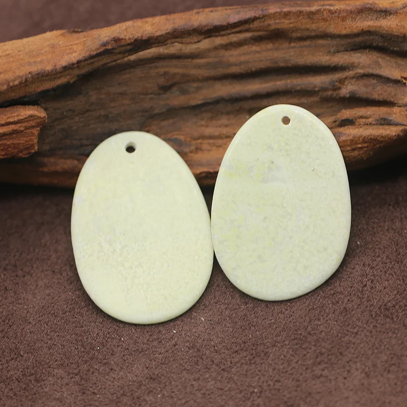 

Handmade Natural Serpentine Earring Beads, Polished Stones, Jewelry Making Supplies, 34x25x2mm, 7g