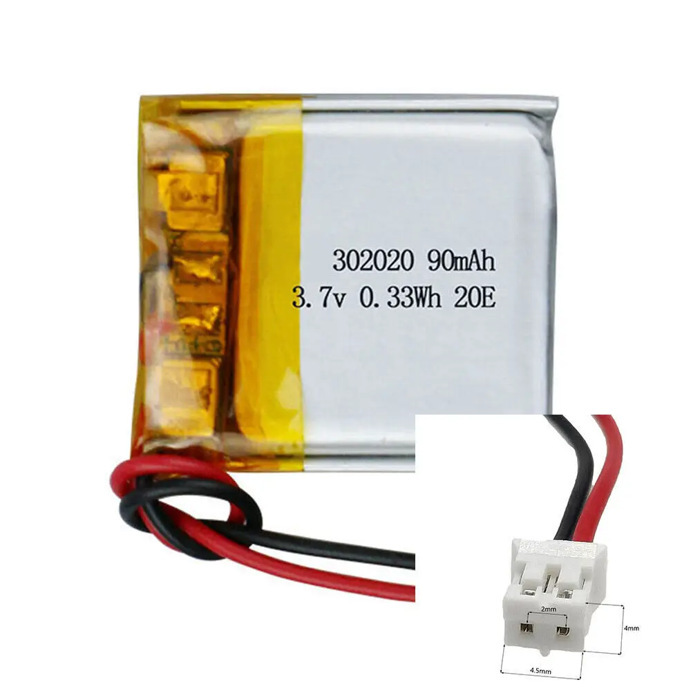 Rechargeable 3.7V 90Mah 302020 Lithium Polymer Ion Battery For ELECTRIC TOYS MP3 TABLET CHARGING TREASURE POWER GPS