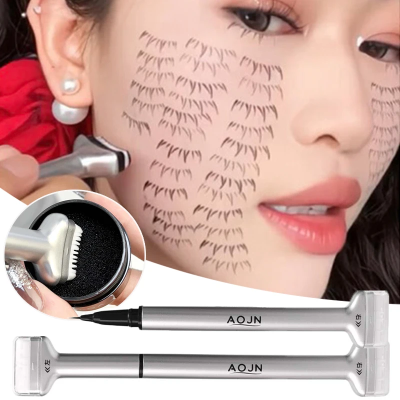 Reusable Lower Eyelash Ink Seal Pencil 2 in 1 Natural Simulation Eyelashes Stamp Eyeliner Waterproof Fast Drying Makeup Cosmetic