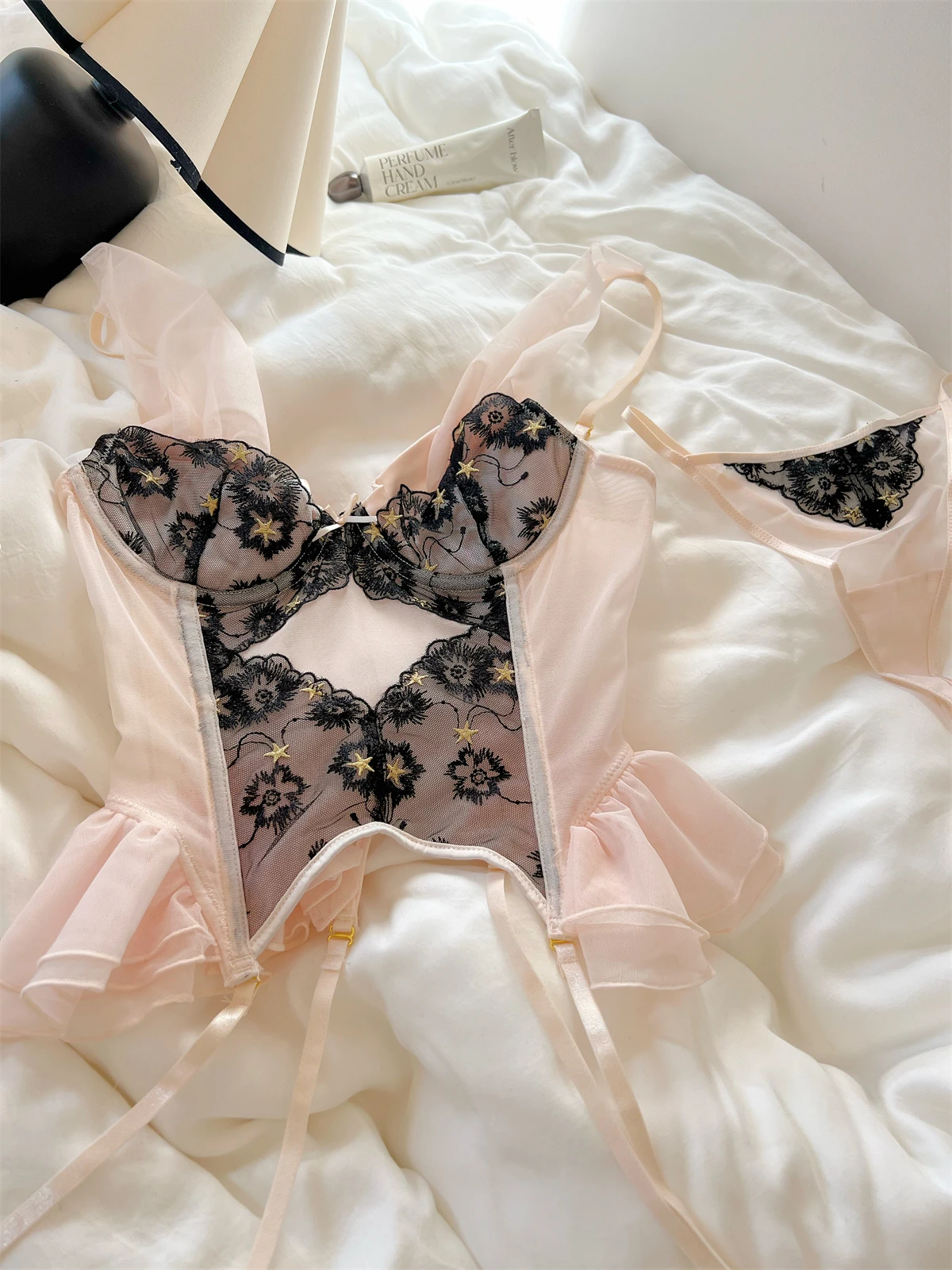 

Sexy romantic lingerie ultra-thin models of large breasts underwear sexy lace adjustment gathered fishbone bra set