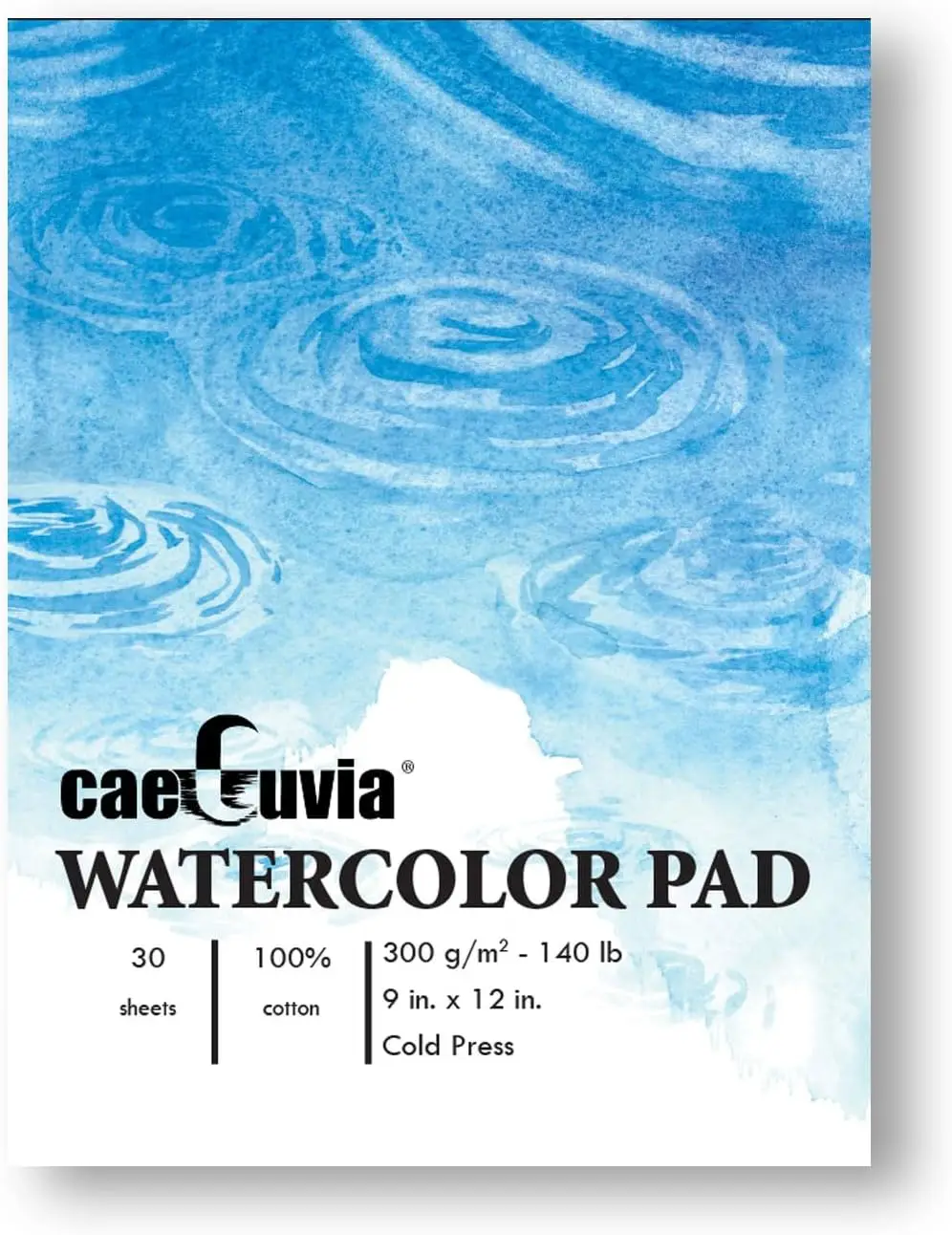 100% Cotton Watercolor Paper Pad 9x12 Inch, 30 Sheets, 140lb Cold Press, 300gsm, Acid-Free, Heavyweight for Painting