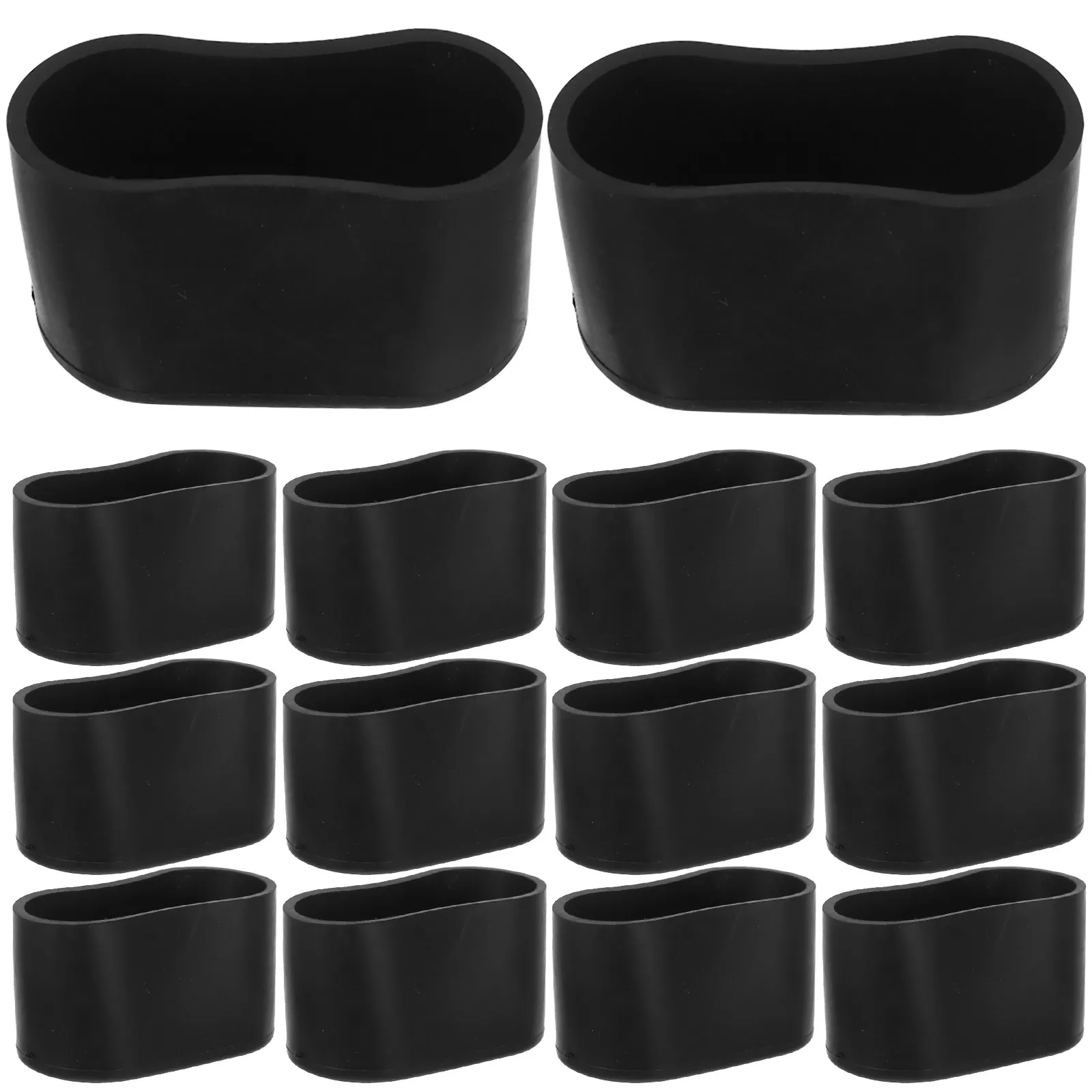 16Pcs Black Oval PVC Chair Leg Caps Non-Slip Furniture Floor Protectors Chair Table Desk Leg Covers Floor Protection Grip