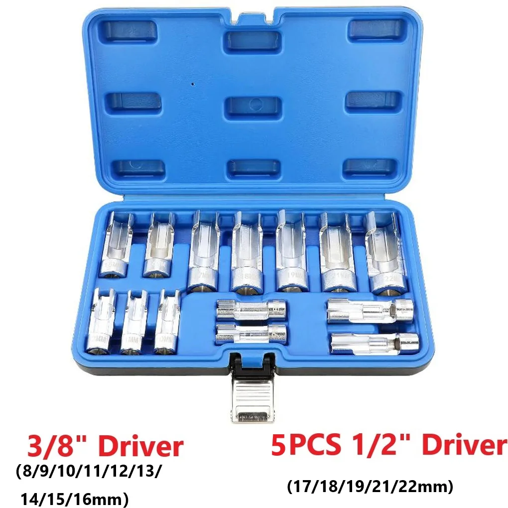

14pcs 10-22mm Fuel Line Socket Wrench 3/8 1/2in Diesel Injector Fuel Line Socket Wrench Set Oil Pipe Disassembly Sleeve