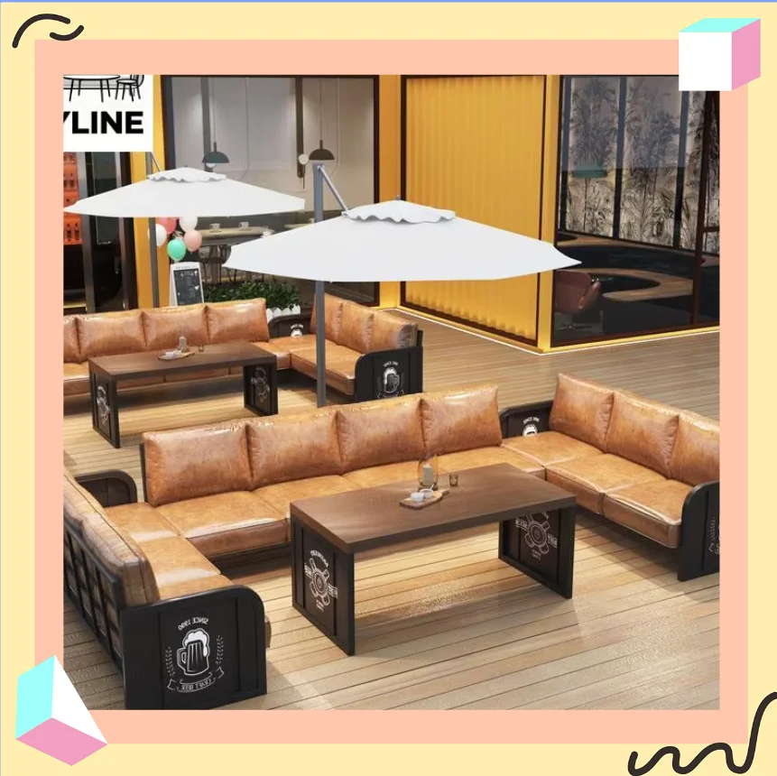 Rough Unpolished Wrought Iron Vintage Dining Banquette Sofa Complete Seating Combo Industrial Furnish Stylish