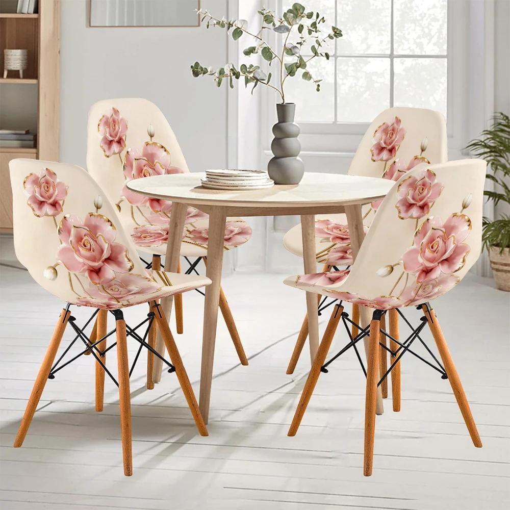European Shell Chair Cover Elastic Milk Velvet Chair Seat Cover for Bar Hotel Party Banquet All Season Use Dining Chairs Covers