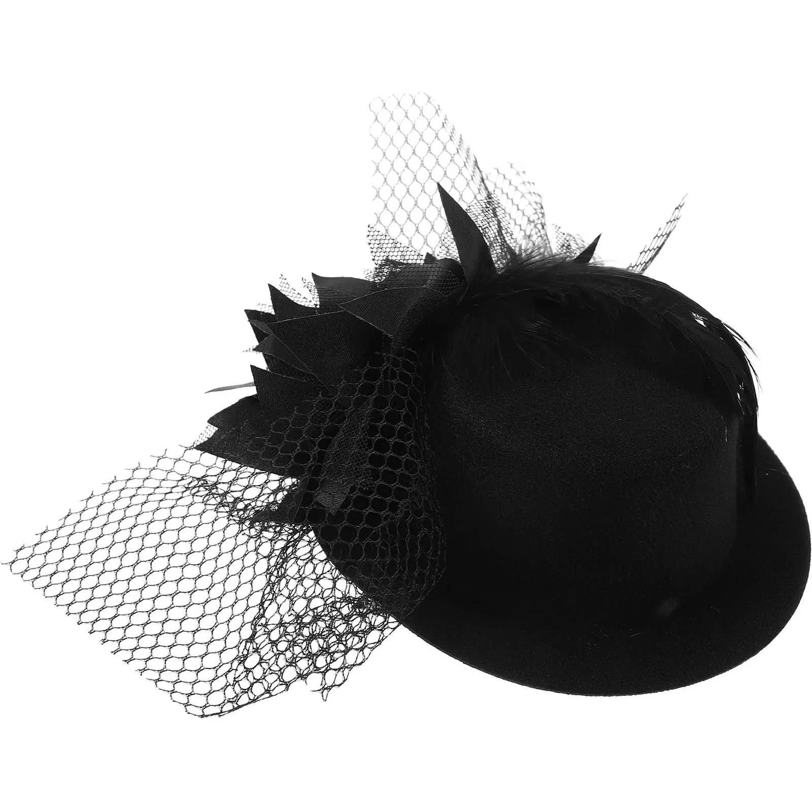 

Mini Top Hat Fascinator Hair Clip Mini Top Hat Fascinator Clip Black Satin Net Flower Decorated Wedding Party Accessories Ladies