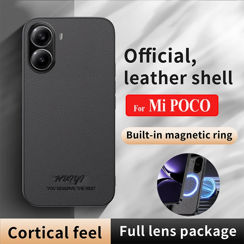 Matte Litschi-Textur Leder Soft Case für Mi POCO X7 X6 X5 X3 Pro X3 NFC Silikonhülle für Mi POCO M7 M6 M4 Pro