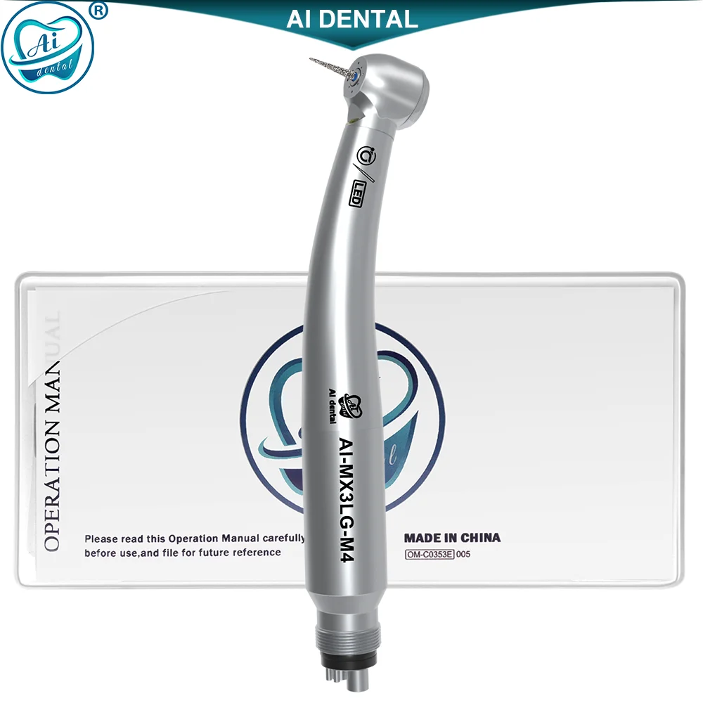 

Dental LED Generator Air Turbine Handpiece 2/4 Hole Hose Four Water Spray 45 Angle Head High Speed AI-MX3LG/AI-MX2LG/AI-MX45LG