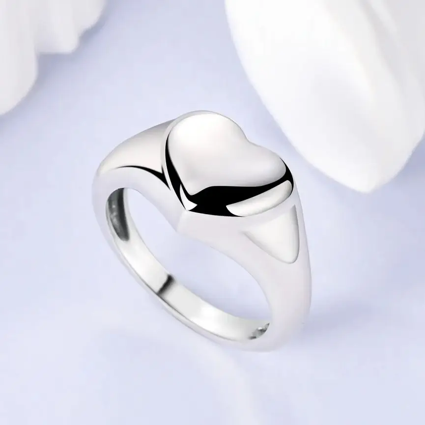 

925 Silver Finger Ring For Woman Heart Minimalist Fine Jewelry Minimalist Accessories