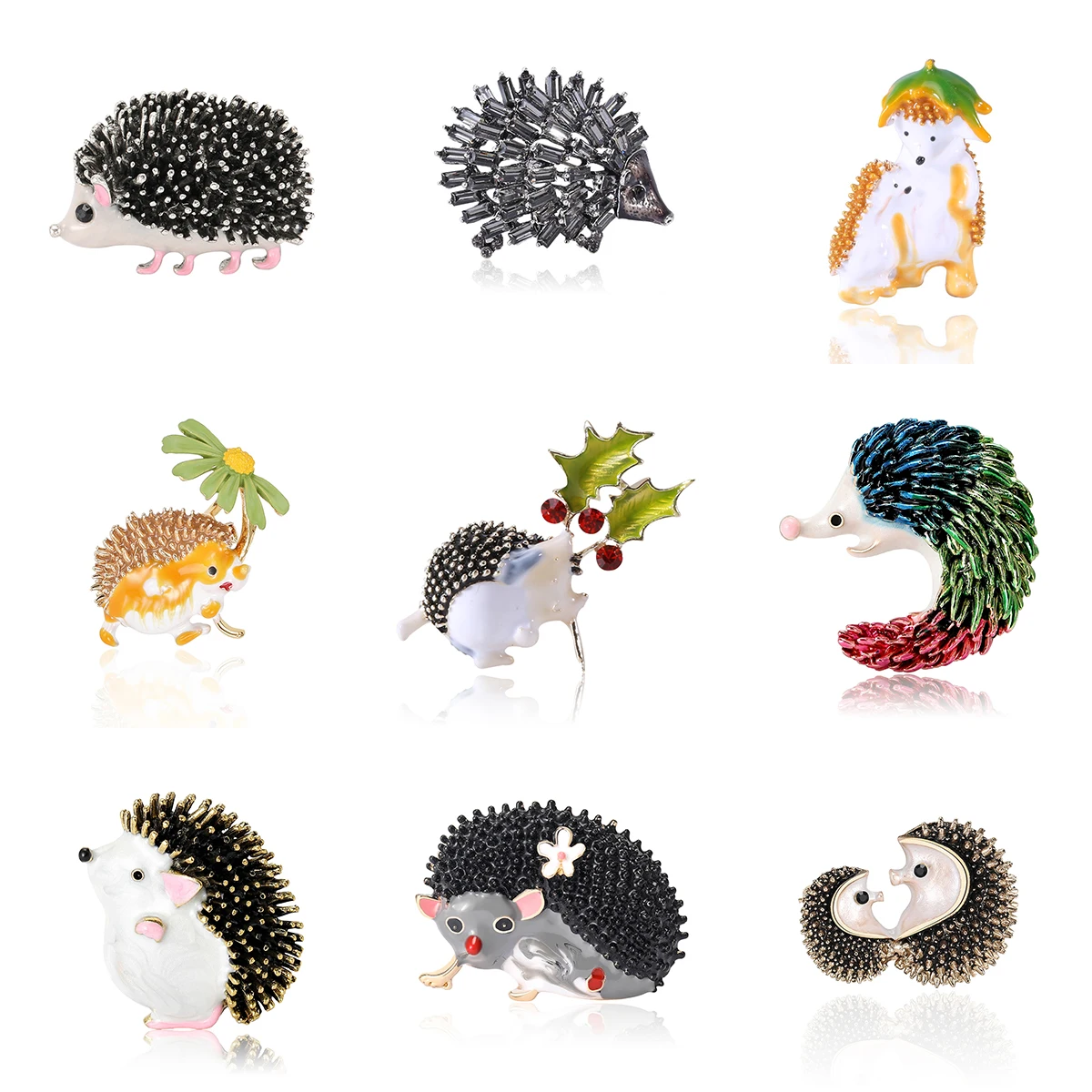 Cute Hedgehog Brooches for Women Unisex Animal Pins Multi-color Available Casual Party Accessories Gifts