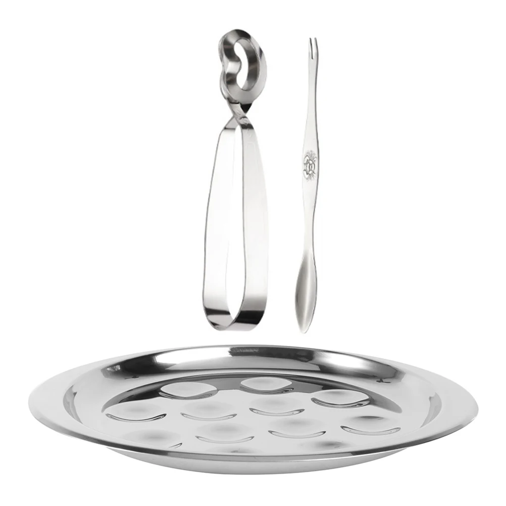 

1Set Snail Serving Dish Escargot Metal Pans Easy to Use Specially Designed Grooves for Shellfish Snail Dish Plate