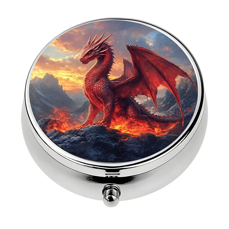 Single-piece, flat, round three-compartment box, designed with a dreamy circular pattern, a vitamin storage box, soft to the touch and not harsh on the eyes, suitable for personal use or as an exquisite gift